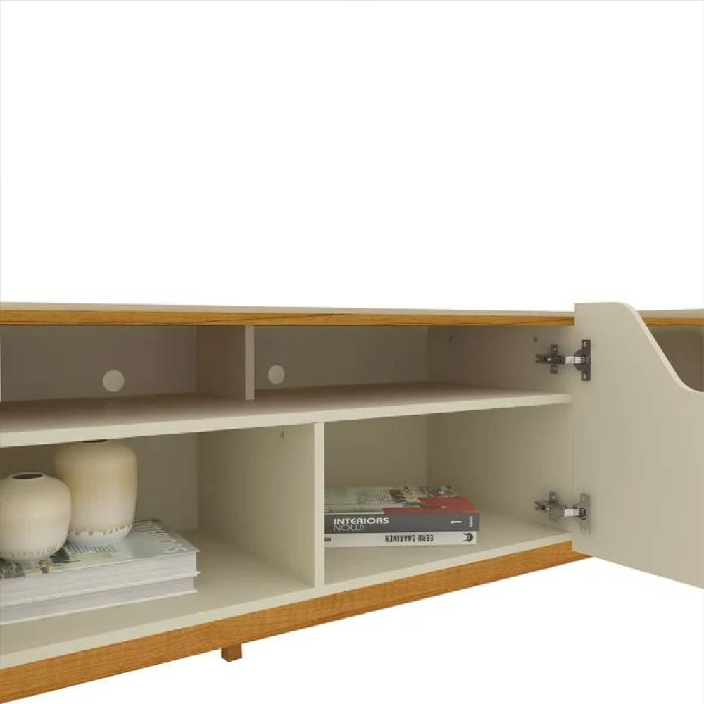 Rack Supremo 218 c/ Pés de Madeira - Off White/Naturale 