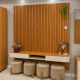 Painel Ripado Lyon com Nicho Arcus 186cm 2 Gavetas e Prateleira - Naturalle / Off White