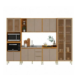 Cozinha Completa Plena + Cristaleira Plena C/ 2 Portas 48cm - Cinamomo Touch/Nude