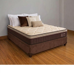 Colchão Prada Casal com Molas Ensacadas 32x188x138cm + Base Baú Carioca Casal Courino - Marrom
