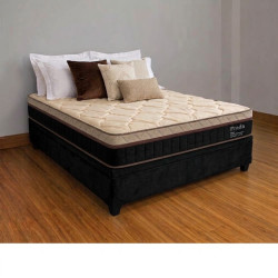 Colchão Prada Casal com Molas Ensacadas 32x188x138cm + Base Baú Carioca Casal Courino - Preto