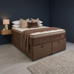 Colchão Prada Queen com Molas Ensacadas 32x198x158cm + Base Box Queen Bau Bipartido - 158 - Marrom