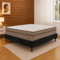 Colchão Due Casal com Molas Ensacadas 26x188x138cm + Base Cama Box Casal Courino - Preto
