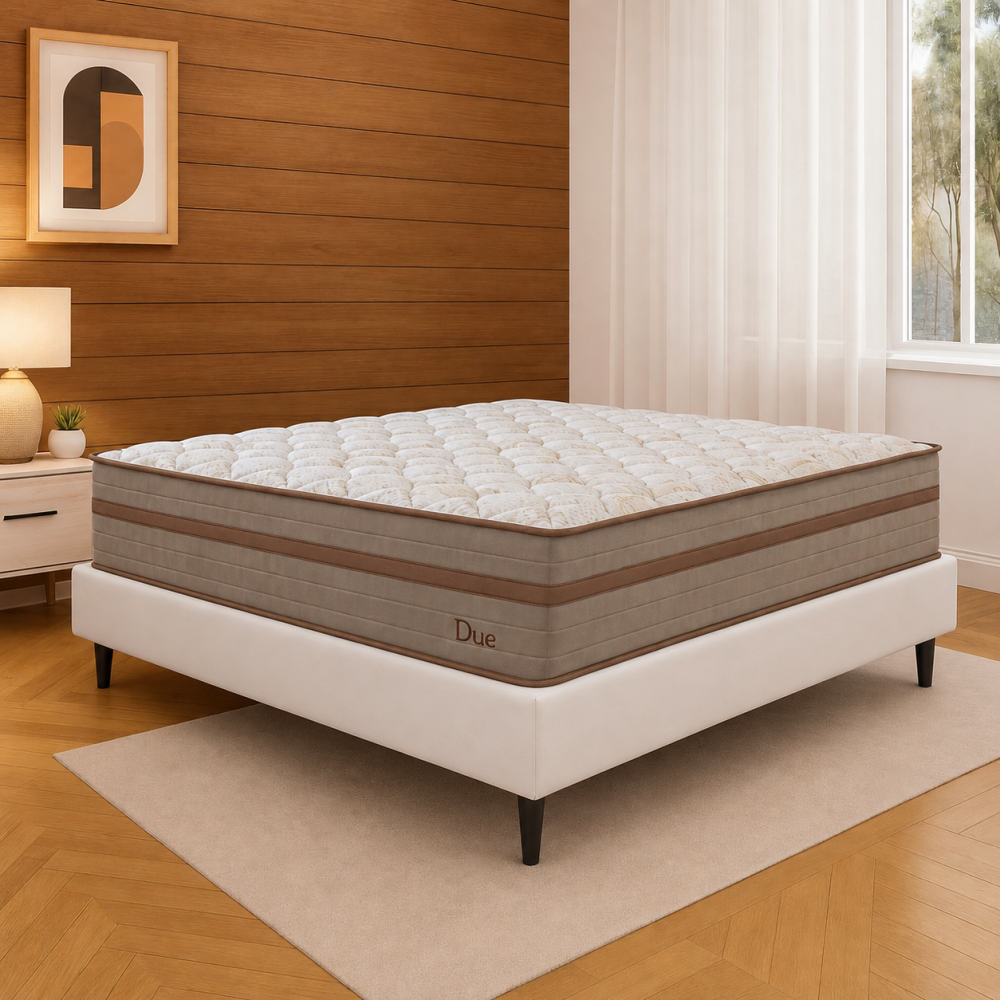 Colchão Due Casal com Molas Ensacadas 26x188x138cm + Base Cama Box Casal Courino - Branco