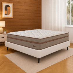 Colchão Due Casal com Molas Ensacadas 26x188x138cm + Base Cama Box Casal Courino - Branco