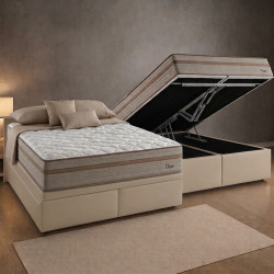 Colchão Due Queen com Molas Ensacadas 26x158x198cm + Base Box Queen Bau Bipartido - 158 - Bege