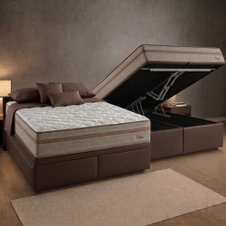 Colchão Due Queen com Molas Ensacadas 26x158x198cm + Base Box Queen Bau Bipartido - 158 - Marrom