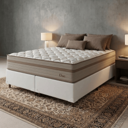 Colchão Due Queen com Molas Ensacadas 26x158x198cm + Base Box Queen Bipartido 158×198 Courino - Branco