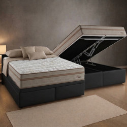 Colchão Due Queen com Molas Ensacadas 26x158x198cm + Base Box Queen Bau Bipartido - 158 - Preto