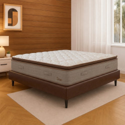 Colchão Due Casal com Molas Ensacadas 26x188x138cm + Base Cama Box Casal Courino - Marrom