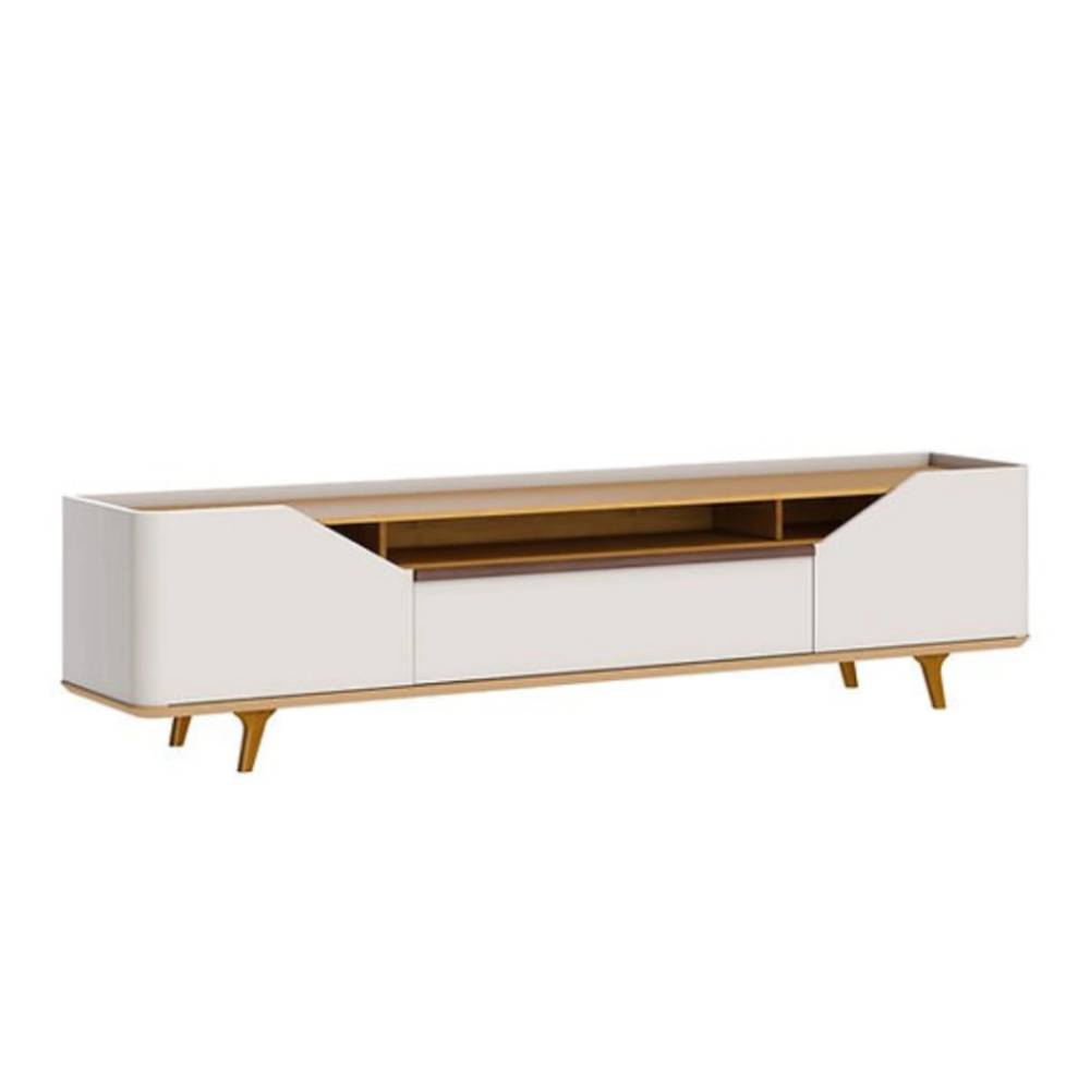 Rack Bancada Arc 2.2- Off White/Nature + Painel Atenas para Tvs até 65" com Led - Naturalle / Off White