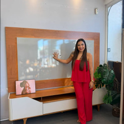 Rack Bancada Arc 2.2- Off White/Nature + Painel Atenas para Tvs até 65" com Led - Naturalle / Off White