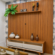 Rack Viena com Painel Ripado Lyon 186 c/ Prateleira - Naturalle / Off White