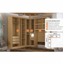Guarda Roupa Modulado Rizon 004 Solteiro 4 Peças Novo Horizonte - Cinamomo/Off White