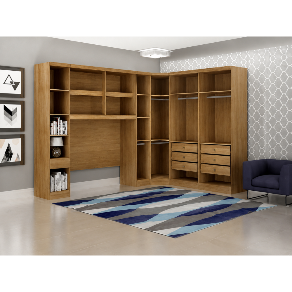 Guarda Roupa Modulado Rizon 005 Casal 6 Peças Novo Horizonte - Cinamomo/Off White