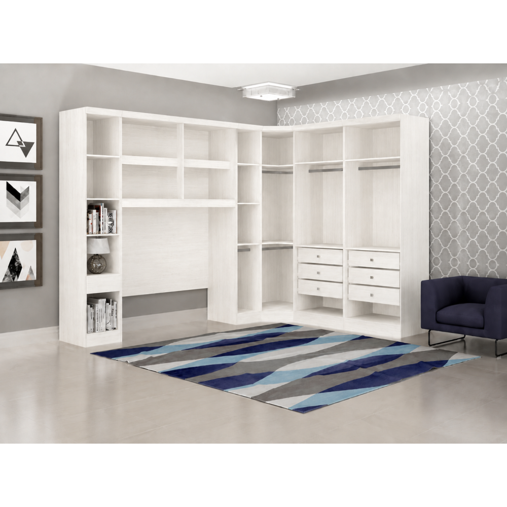 Guarda Roupa Modulado Rizon 005 Casal 6 Peças Novo Horizonte - Branco
