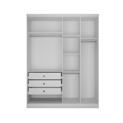 Guarda Roupa Rizon Módulo 4 Portas 3 Gavetas Novo Horizonte - Branco
