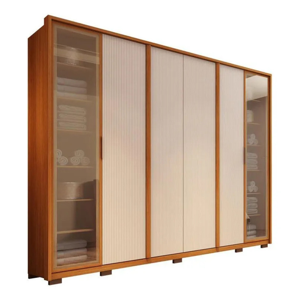 Guarda-Roupa Casal 6 Gavetas 6 Portas Coari 2.7 - Freijó / Off White