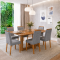 Mesa de Jantar Rubi 160x90cm S/ Vidro - Cinamomo + 6 Cadeiras Julia - Linho Cinza