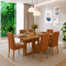 Mesa de Jantar Rubi 160x90cm S/ Vidro - Cinamomo + 6 Cadeiras Julia - Veludo Terracota