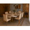 Mesa de Jantar Rubi 160x90cm Com Tampo de Vidro - Cinamomo/Off White + 6 Cadeiras Julia - Linho Bege