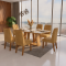 Mesa de Jantar Rubi 160x90cm Com Tampo de Vidro - Cinamomo/Off White + 6 Cadeiras Amsterdã Linho - Caramelo