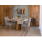 Mesa de Jantar Rubi 120x80cm Com Tampo de Vidro - Cinamomo/Off White + 4 Cadeiras Julia - Linho Cinza