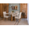 Mesa de Jantar Rubi 120x80cm Com Tampo de Vidro - Cinamomo/Off White + 4 Cadeiras Julia - Linho Bege