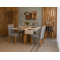 Mesa de Jantar Rubi 120x80cm Com Tampo de Vidro - Cinamomo/Off White + 4 Cadeiras Julia - Veludo Cinza