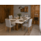 Mesa de Jantar Rubi 160x90cm Com Tampo de Vidro - Cinamomo/Off White + 4 Cadeiras Julia - Linho Cinza