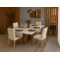 Mesa de Jantar Rubi 160x90cm Com Tampo de Vidro - Cinamomo/Off White + 4 Cadeiras Julia - Veludo Bege