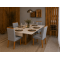 Mesa de Jantar Rubi 160x90cm Com Tampo de Vidro - Cinamomo/Off White + 4 Cadeiras Julia - Veludo Cinza