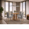 Mesa de Jantar Rubi 90x90cm S/ Vidro - Cinamomo + 4 Cadeiras Julia - Veludo Prata