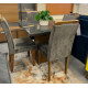 Mesa de Jantar Heloísa Canto Reto 4 Cadeiras Athenas com Tampo Grafite – Imbuia com Assento Cinza – 90X90