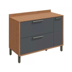 Balcão de Cozinha Syrah 1 Porta e 2 Gavetas c/ Tampo 120cm Castanho/Chumbo