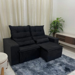 Sofá Retrátil e Reclinável 3 Lugares Beatriz – Preto 