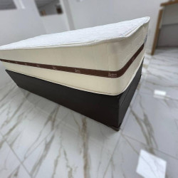 Colchão Royal Solteiro c/ Molas Ensacadas 32X188X88 Bege + Base Baú Courino Solteiro - Preto