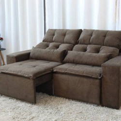 Sofá Retrátil e Reclinável 3 Lugares Beatriz – Marrom