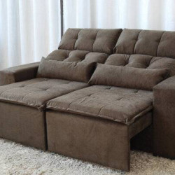 Sofá Retrátil e Reclinável 3 Lugares Beatriz – Marrom