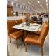 Mesa de Jantar Pedro 90x90 c/ 4 Cadeiras Genova Terracota - Mel / Off White