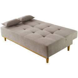 Sofá Cama 3 Lugares Dallas - Veludo Bege