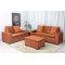 Conjunto de Sofá França 2 e 3 Lugares com Puff – Tecido Veludo – Terracota