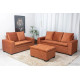 Conjunto de Sofá França 2 e 3 Lugares com Puff – Tecido Veludo – Terracota