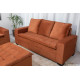 Conjunto de Sofá França 2 e 3 Lugares com Puff – Tecido Veludo – Terracota